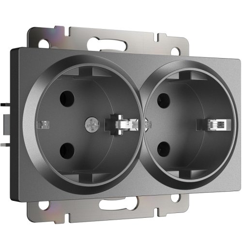 Розетка с заземлением без рамки Werkel 1-м. 2-мод. графит матовый картинка